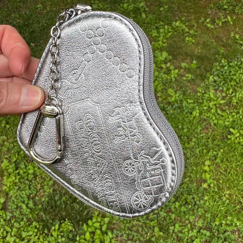 Coach Silver Heart-Shaped Coin Purse